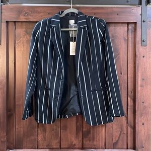 Women’s black and white pinstripe blazer
